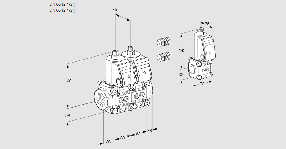 Клапан эл.магнитный сдвоенный VCS 3E65R/65R05NNWR3/PPPP/PPBS