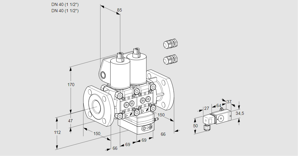 Регулятор давления с двумя эл.магнитными клапанами VCD 2E40F/40F05ND-25WL3/PPPP/1-MM