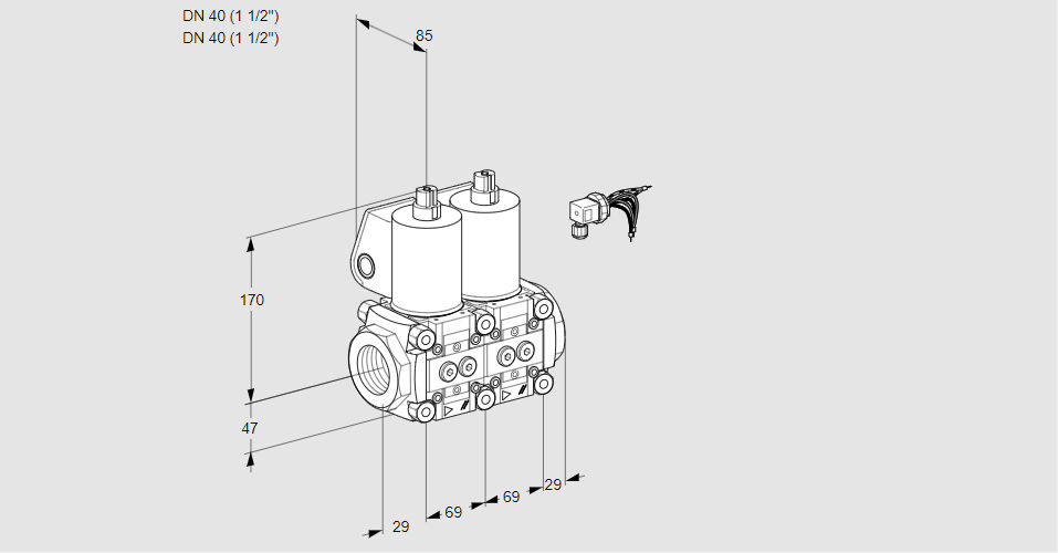 Клапан эл.магнитный сдвоенный VCS 2E40R/40R05NNWL/PPPP/PPPP