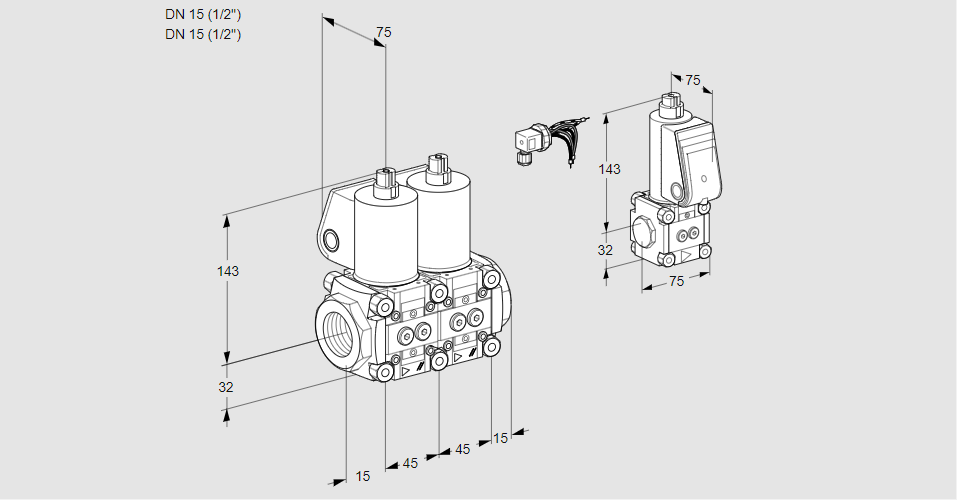 Клапан эл.магнитный сдвоенный VCS 1E15R/15R05NNWL/PPZS/PPPP