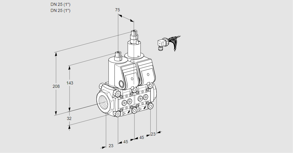 Клапан эл.магнитный сдвоенный VCS 1E25R/25R05NLWR/PPPP/PPPP