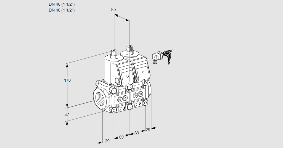 Клапан эл.магнитный сдвоенный VCS 2E40R/40R05NNWR3/PPPP/PPPP