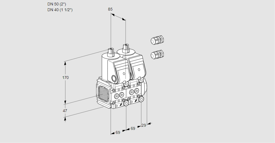 Клапан эл.магнитный сдвоенный VCS 2E50R/40R05FNNWR3/PPPP/PPPP