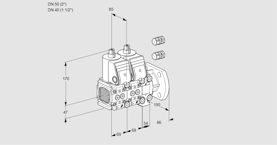 Клапан эл.магнитный сдвоенный VCS 2E50R/40F05FNNVWR3/PPPP/PPPP