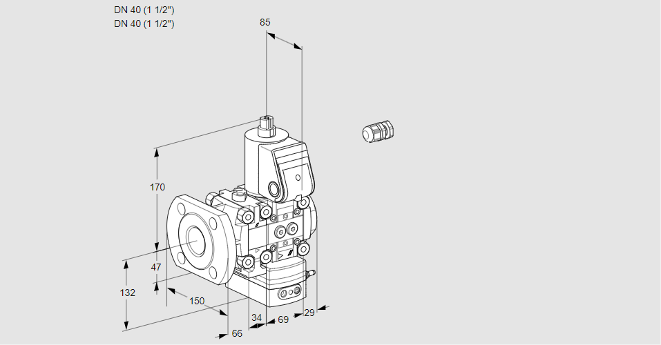 Регулятор расхода газа с эл.магнитным клапаном VAH 2E40F/40R05FHEWR/PP/PP