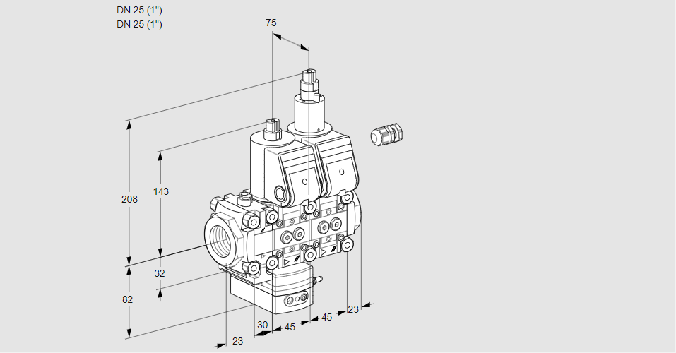Регулятор давления с двумя эл.магнитными клапанами VCD 1E25R/25R05FD-100LWR/PPPP/PPPP