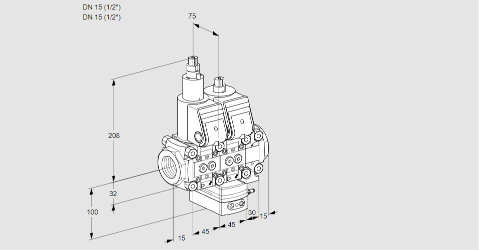 Регулятор расхода с двумя эл.магнитными клапанами VCH 1T15N/15N05LHAVWR/PPPP/PPPP