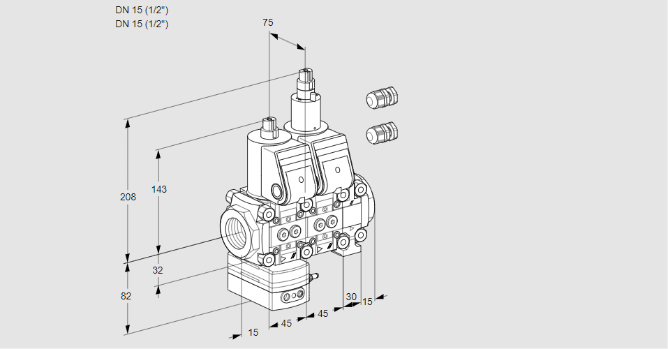 Регулятор давления с двумя эл.магнитными клапанами VCD 1E15R/15R05D-50LVWR3/PPPP/PPPP