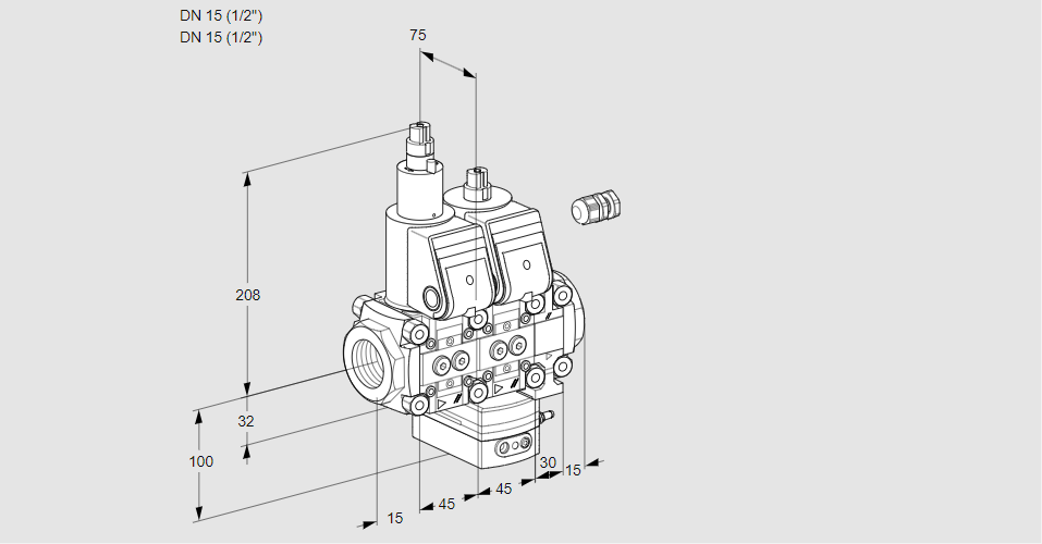 Регулятор расхода с двумя эл.магнитными клапанами VCH 1E15R/15R05LHEVQR/PPPP/PPPP