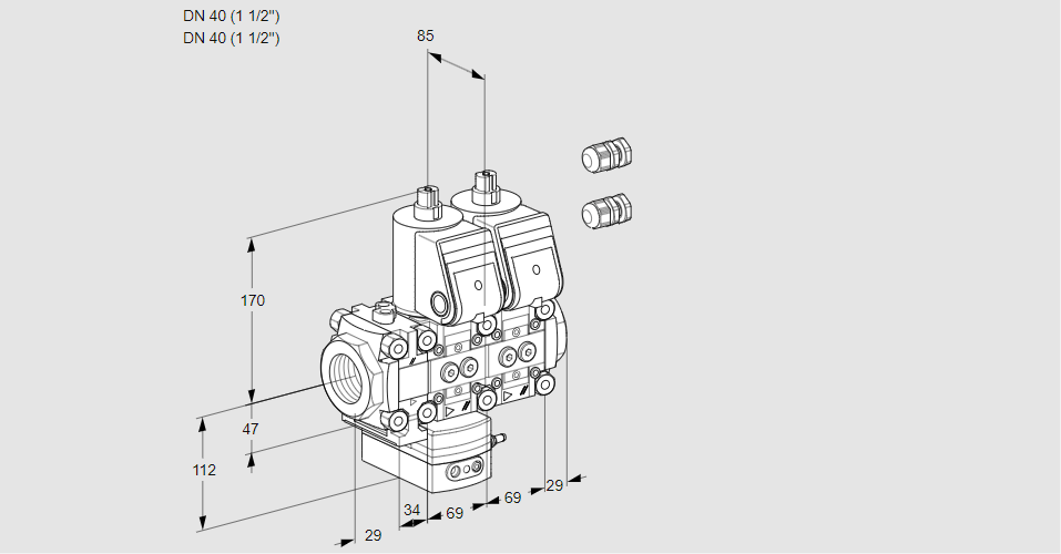 Регулятор давления с двумя эл.магнитными клапанами VCD 2E40R/40R05FD-50NWR3/PPPP/PPPP