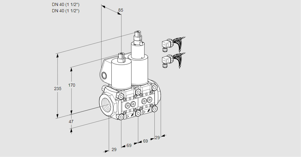 Клапан эл.магнитный сдвоенный VCS 2E40R/40R05NLWL6/PPPP/PPPP