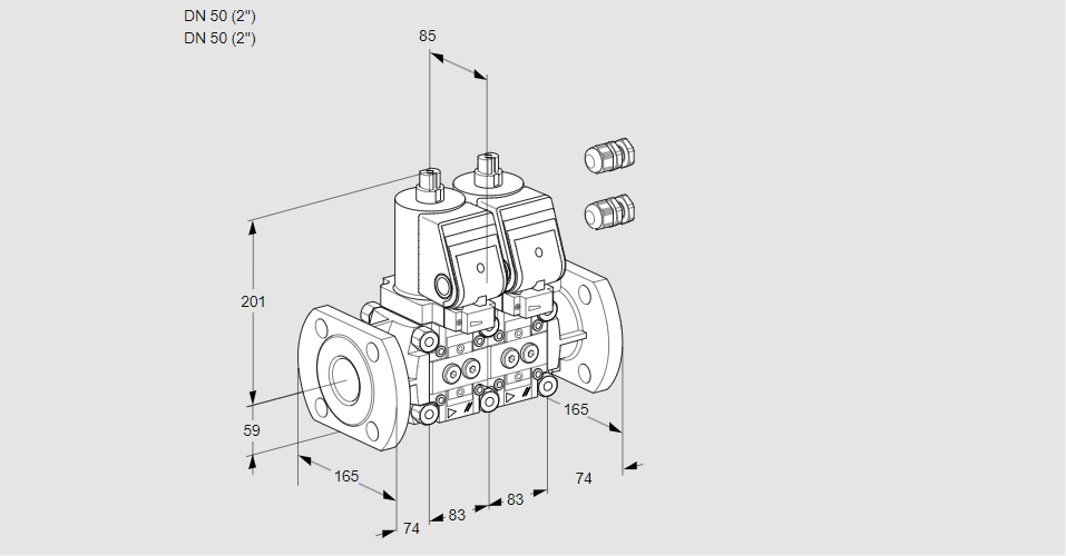 Клапан эл.магнитный сдвоенный VCS 3E50F/50F05NNWSR3/PPPP/PPPP
