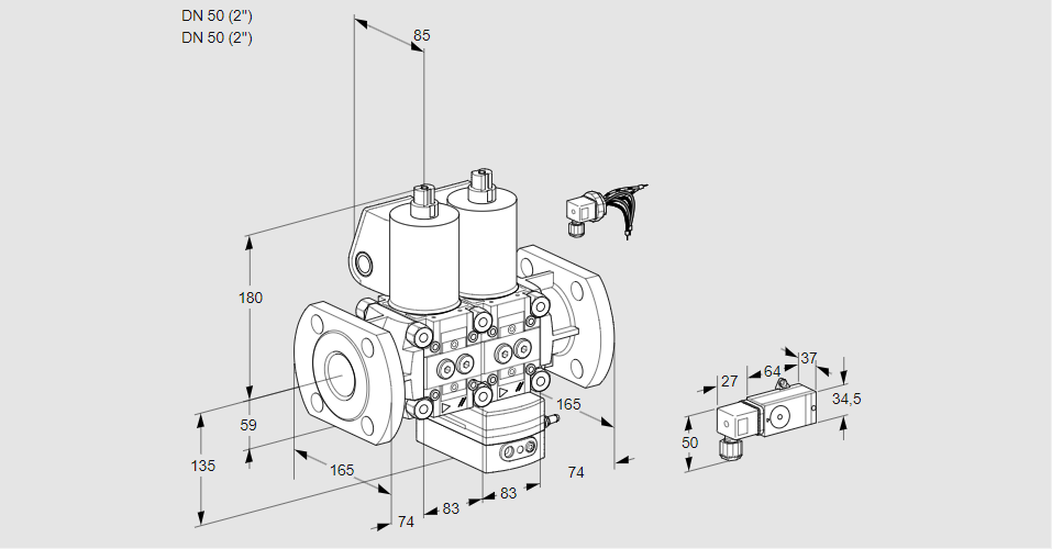 Регулятор давления с двумя эл.магнитными клапанами VCD 3E50F/50F05ND-100WL/PPPP/-3PP