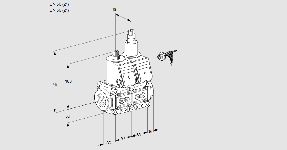 Клапан эл.магнитный сдвоенный VCS 3E50R/50R05NLWR/PPPP/PPPP