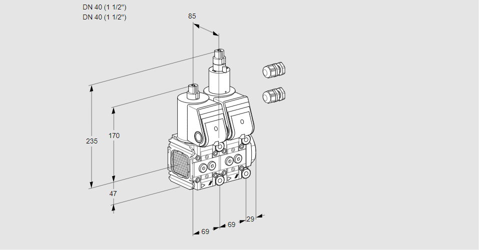 Клапан эл.магнитный сдвоенный VCS 2E40R/40R05FNLWR3/PPPP/PPPP