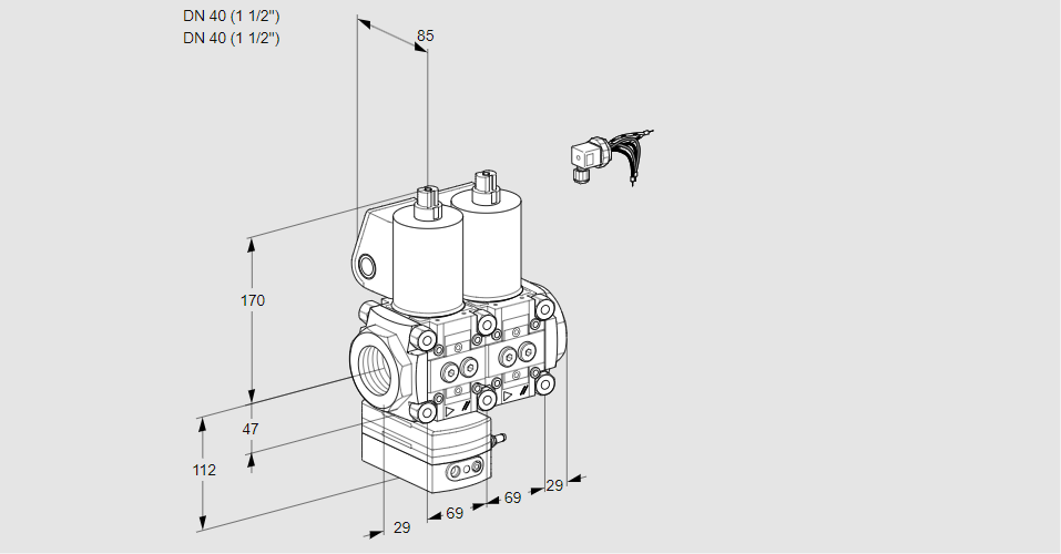 Регулятор давления с двумя эл.магнитными клапанами VCD 2E40R/40R05D-100NWL/PPPP/PPPP