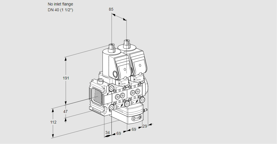 Регулятор давления с двумя эл.магнитными клапанами VCD 2T--/40N05FND-50QSR/PPPP/PPPP