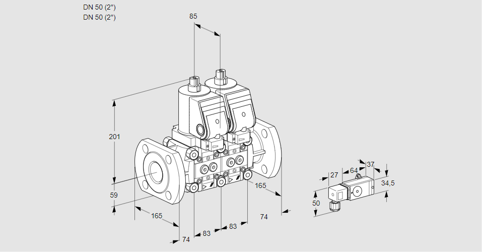 Клапан эл.магнитный сдвоенный VCS 3E50F/50F05NNWSR/4--3/PPPP