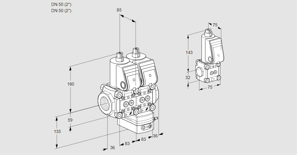 Регулятор давления с двумя эл.магнитными клапанами VCD 3E50R/50R05ND-100WR/PPPP/PPZS