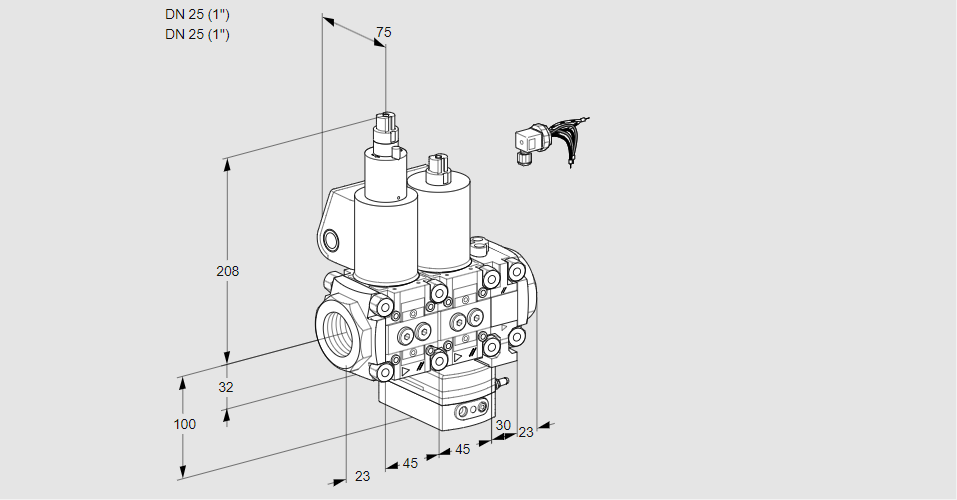 Регулятор расхода с двумя эл.магнитными клапанами VCH 1E25R/25R05LHEVWL/PPPP/PPPP