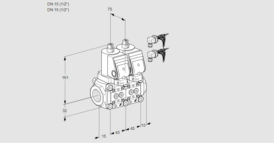 Клапан эл.магнитный сдвоенный VCS 1E15R/15R05NNWSR8/PPPP/PPPP