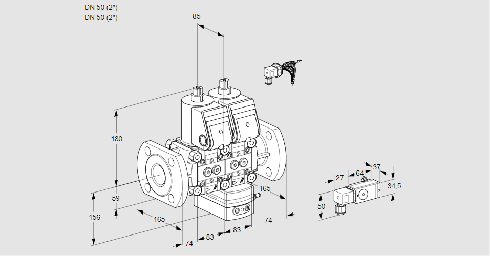 Регулятор соотношения газ/воздух с двумя эл.магнитными клапанами VCV 3E50F/50F05NVKWR/2-PP/PPPP