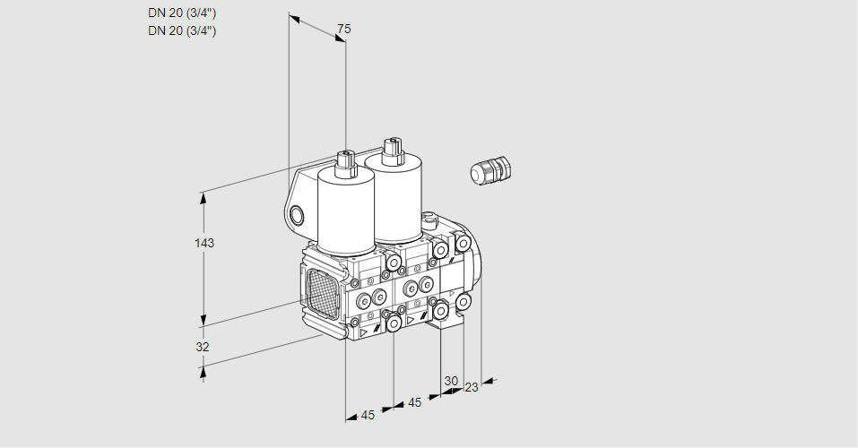 Клапан эл.магнитный сдвоенный VCS 1E20R/20R05FNNVWL/PPPP/PPPP