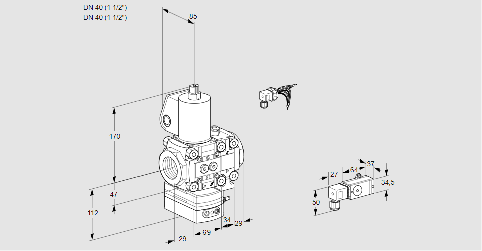 Регулятор давления с эл.магнитным клапаном VAD 2E40R/40R05D-25VWL/3-/-3