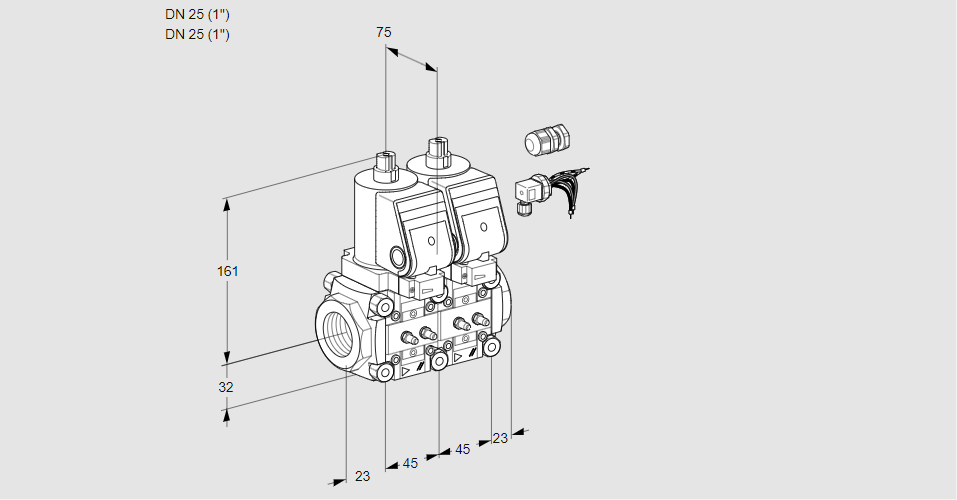Клапан эл.магнитный сдвоенный VCS 1E25R/25R05NNWSR8/MMMM/PPPP