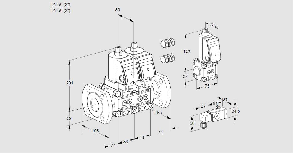 Клапан эл.магнитный сдвоенный VCS 3E50F/50F05NNWSR3/PP3-/PPZS