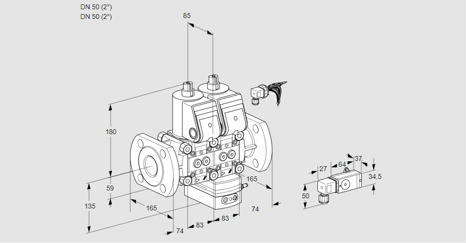 Регулятор давления с двумя эл.магнитными клапанами VCD 3E50F/50F05ND-100WR/PPPP/2-PP