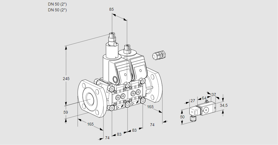 Клапан эл.магнитный сдвоенный VCS 3E50F/50F05LNWR/PP2-/PPMM