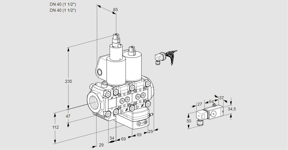 Регулятор давления с двумя эл.магнитными клапанами VCD 2E40R/40R05FLD-100WL/2-PP/PPPP