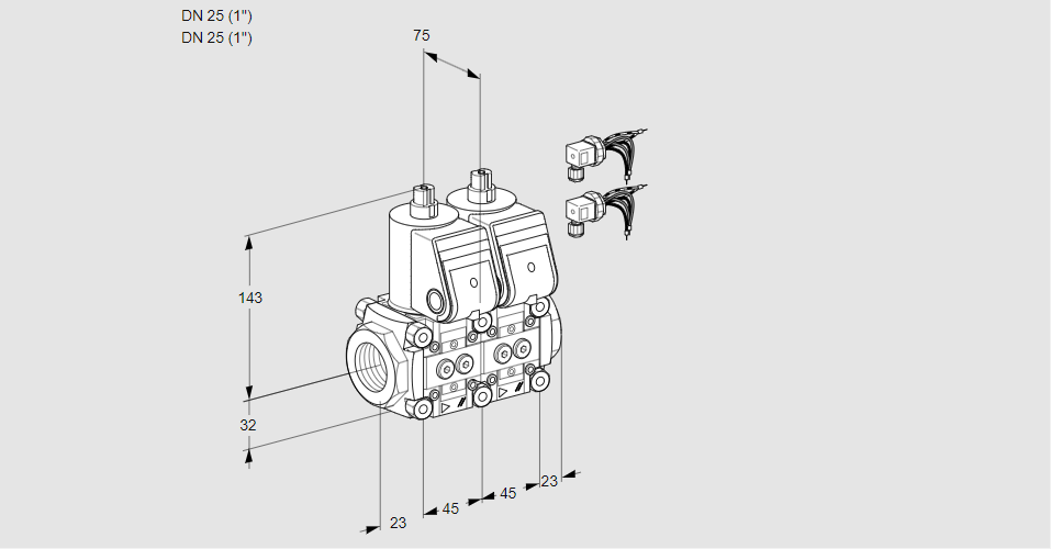 Клапан эл.магнитный сдвоенный VCS 1E25R/25R05NNKR6/PPPP/PPPP