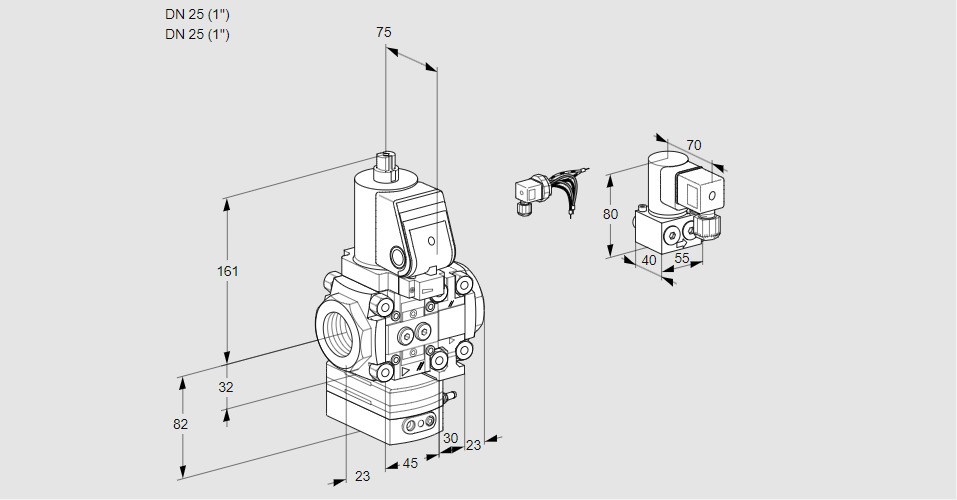 Регулятор соотношения газ/воздух 1:1  с эл.магнитным клапаном VAG 1E25R/25R05GEVWSR/PP/BY