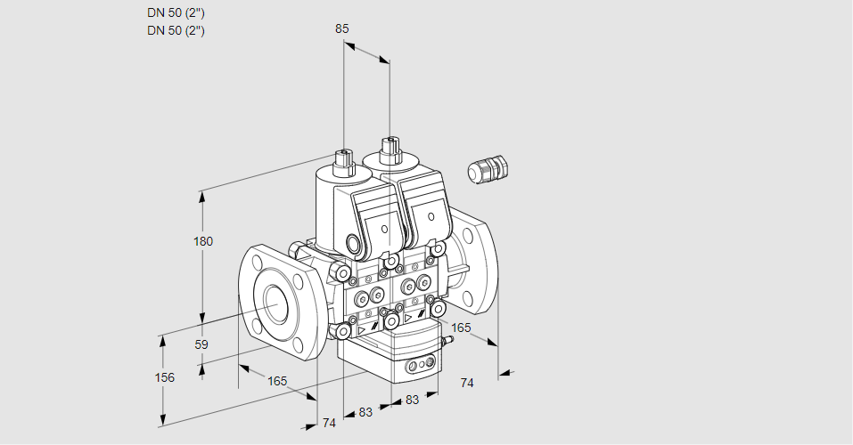 Регулятор соотношения газ/воздух с двумя эл.магнитными клапанами VCV 3E50F/50F05NVKWR/PPPP/PPPP