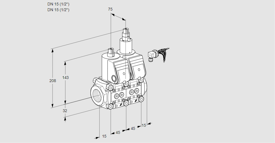 Клапан эл.магнитный сдвоенный VCS 1E15R/15R05NLWR/PPPP/PPPP