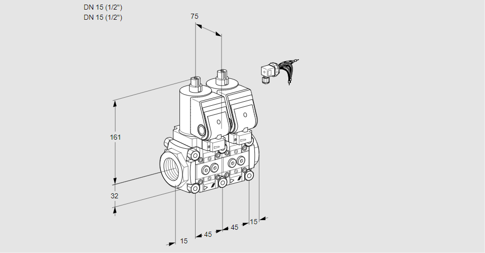Клапан эл.магнитный сдвоенный VCS 1E15R/15R05NNWGR/PPPP/PPPP