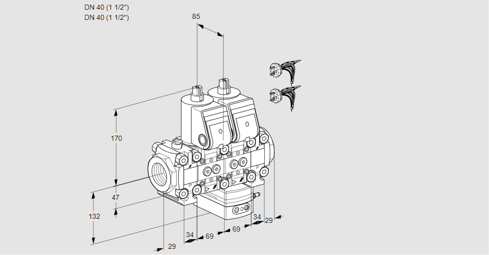 Регулятор расхода с двумя эл.магнитными клапанами VCH 2E40R/40R05FNHEVWR5/PPPP/PPPP