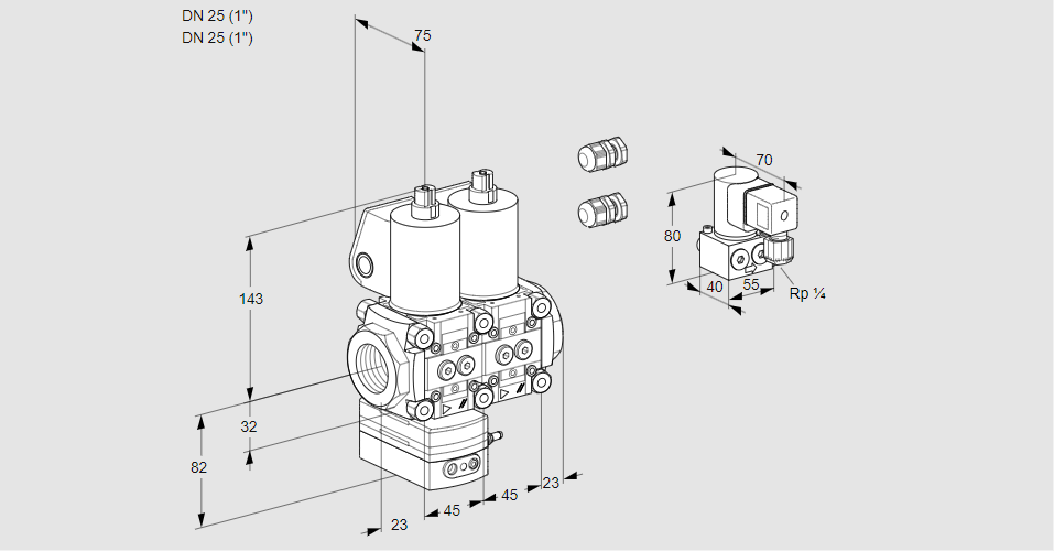 Регулятор давления с двумя эл.магнитными клапанами VCD 1E25R/25R05D-25NWL3/PPZY/PPPP