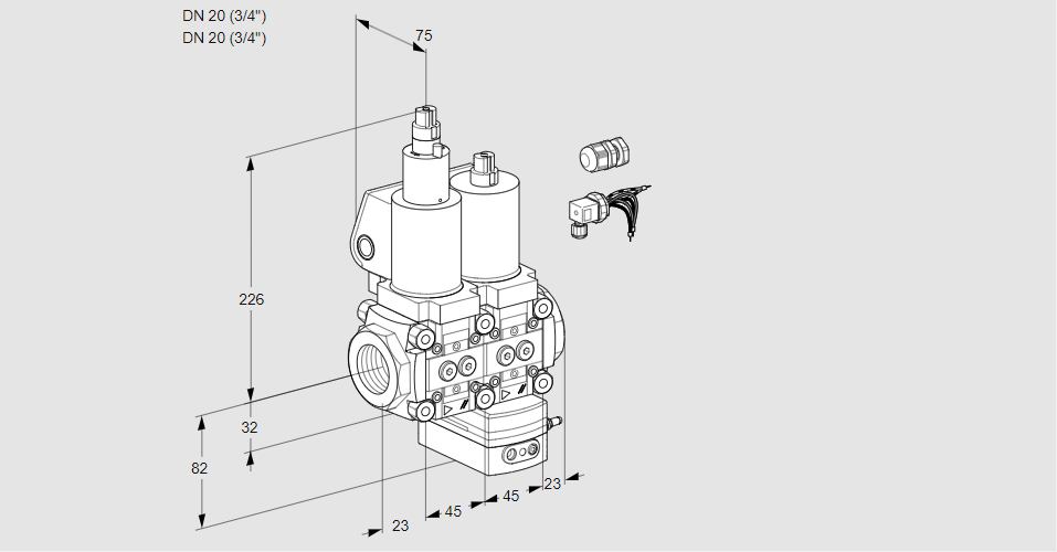 Регулятор давления с двумя эл.магнитными клапанами VCD 1E20R/20R05LD-100WSL3/PPPP/PPPP