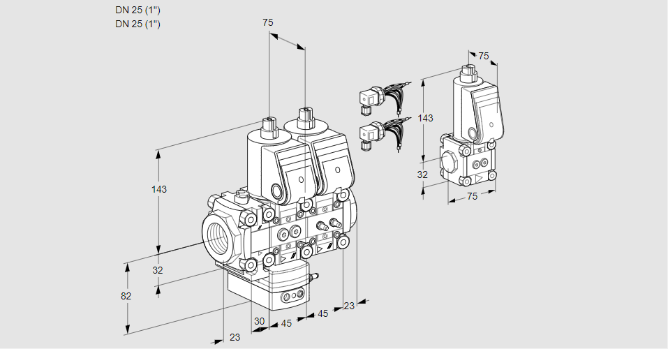 Регулятор давления с двумя эл.магнитными клапанами VCD 1E25R/25R05FD-25NWR6/PPMM/PPZS