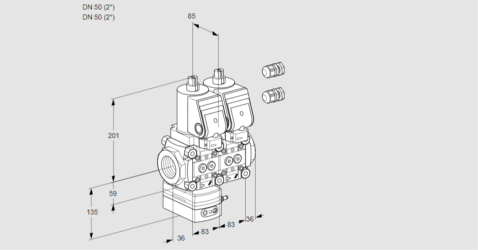Регулятор давления с двумя эл.магнитными клапанами VCD 3E50R/50R05D-50NQSR3/PPPP/PPPP