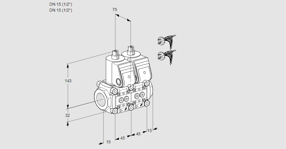 Клапан эл.магнитный сдвоенный VCS 1E15R/15R05NNWR5/PPPP/PPPP