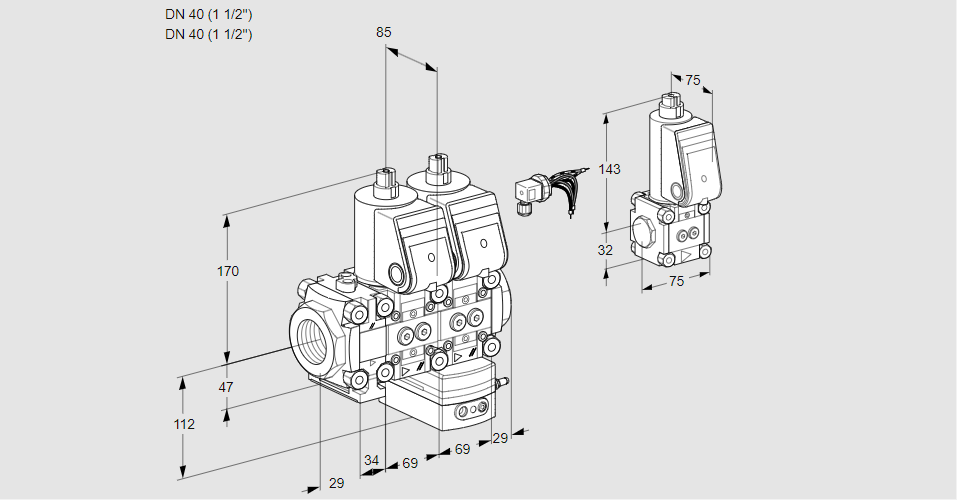Регулятор давления с двумя эл.магнитными клапанами VCD 2E40R/40R05FND-50WR/PPPP/PPZS