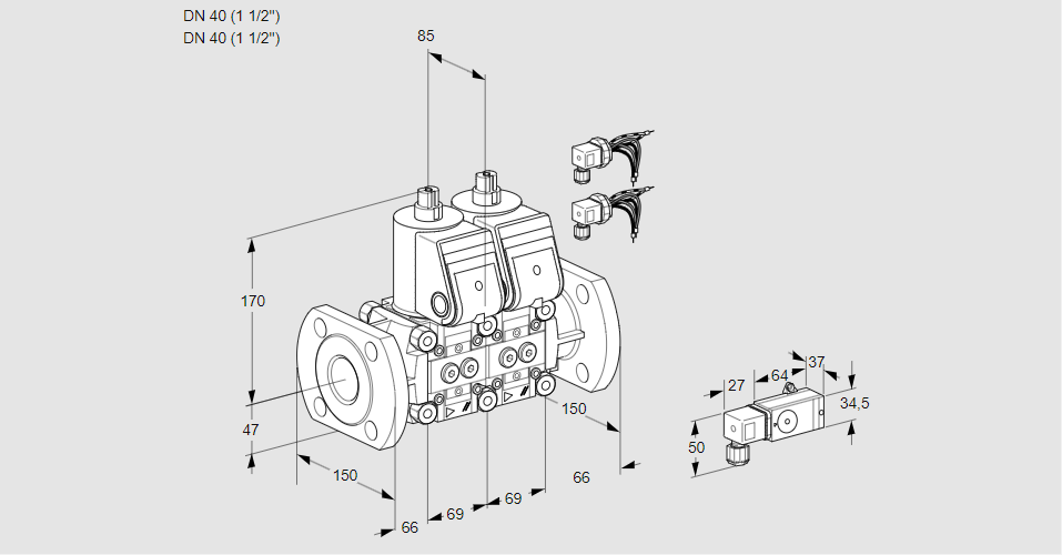 Клапан эл.магнитный сдвоенный VCS 2E40F/40F05NNKR6/3-PP/PPPP