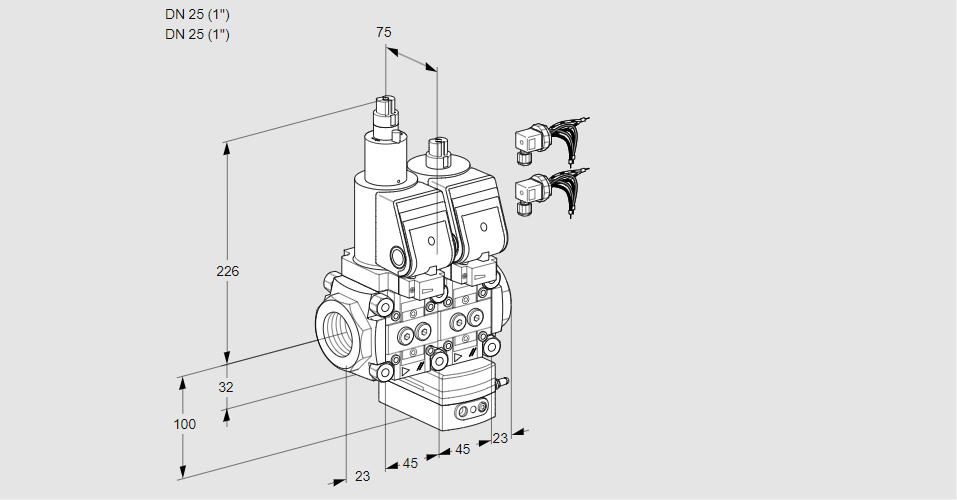 Регулятор расхода с двумя эл.магнитными клапанами VCH 1E25R/25R05LHEWSR8/PPPP/PPPP