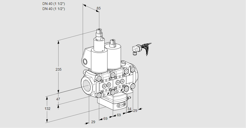 Регулятор расхода с двумя эл.магнитными клапанами VCH 2E40R/40R05LHEVWL/PPPP/PPPP