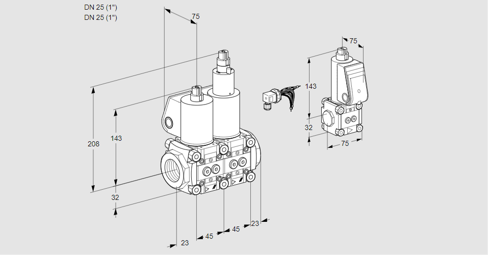 Клапан эл.магнитный сдвоенный VCS 1E25R/25R05NLWL/PPZS/MMPP