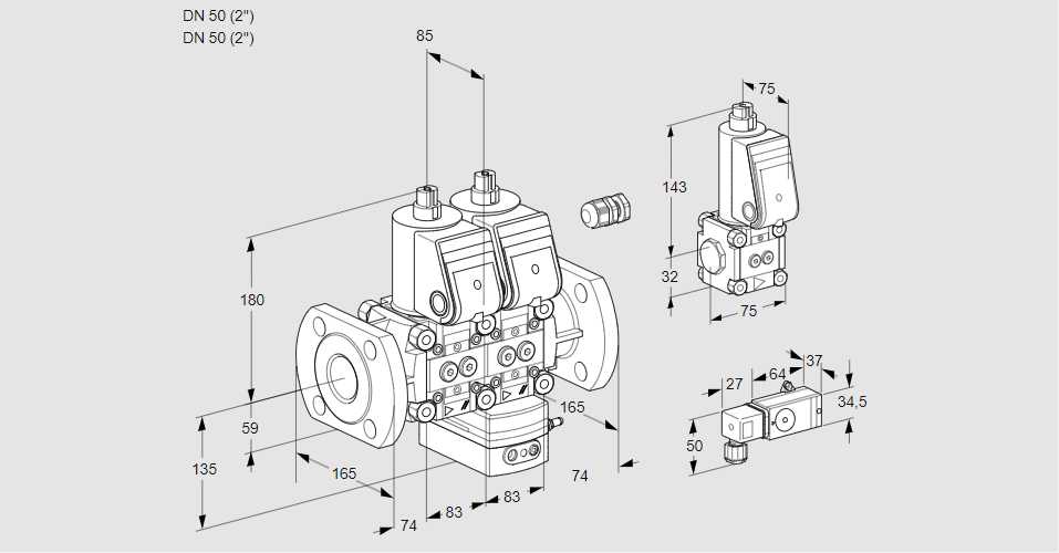 Регулятор давления с двумя эл.магнитными клапанами VCD 3E50F/50F05ND-25WR/-3PP/PPZS